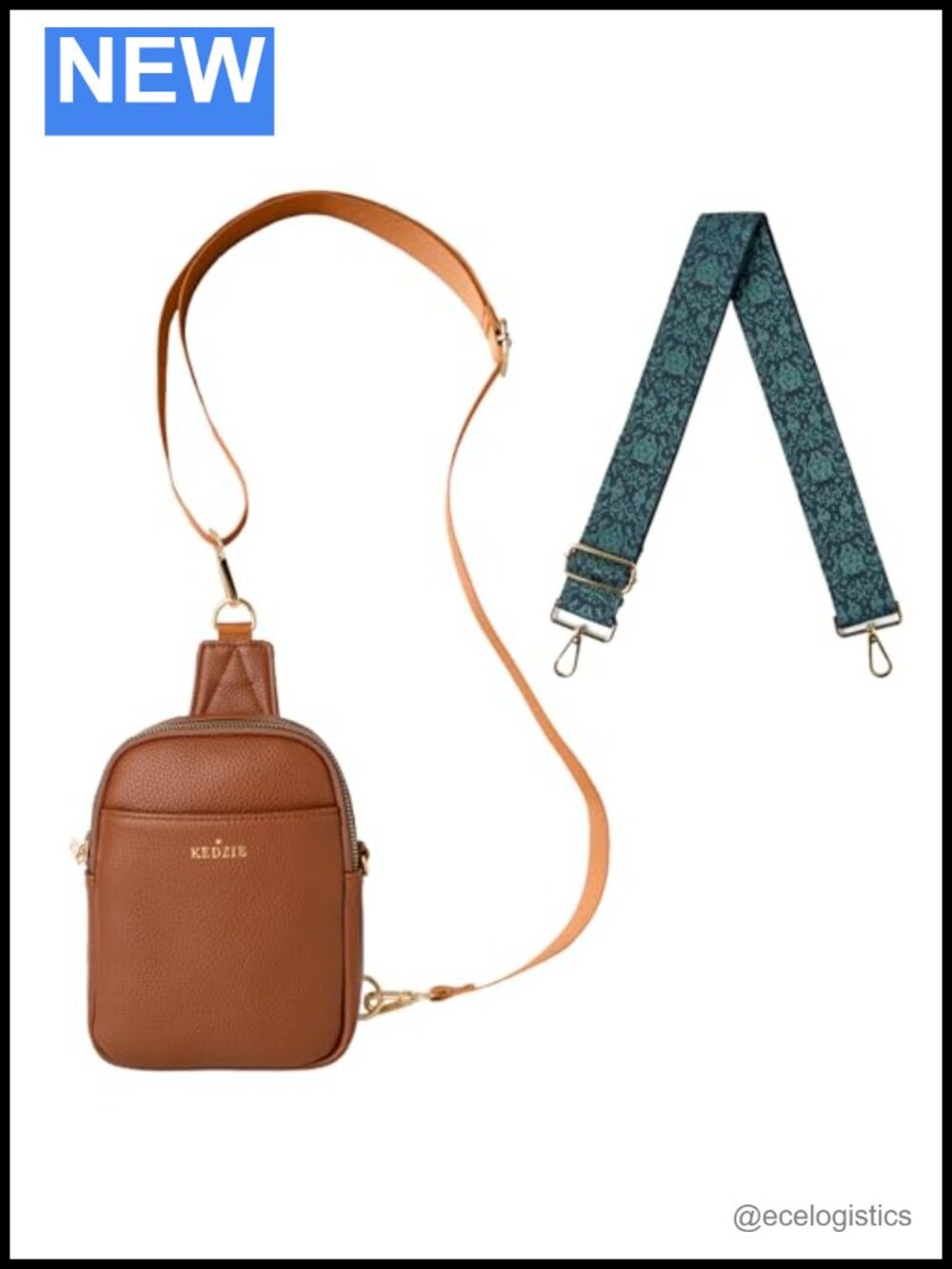 Convertible Sling Crossbody Bag Vegan Leather with Interchangeable Strap